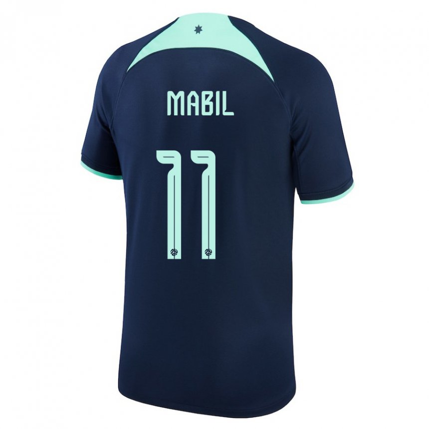 Enfant Maillot Australie Awer Mabil #11 Bleu Foncé Tenues Extérieur 22-24 T-shirt Belgique