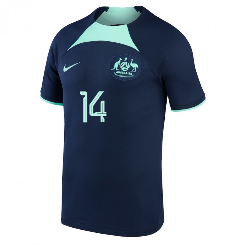 Enfant Maillot Australie Riley Mcgree #14 Bleu Foncé Tenues Extérieur 22-24 T-shirt Belgique