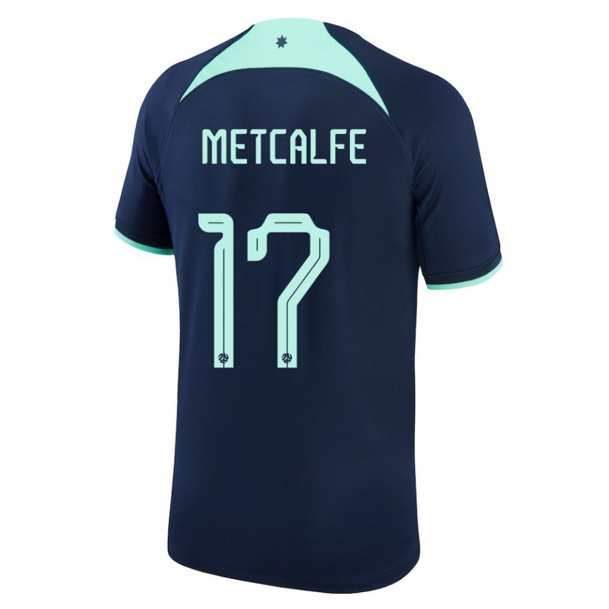 Enfant Maillot Australie Connor Metcalfe #17 Bleu Foncé Tenues Extérieur 22-24 T-shirt Belgique