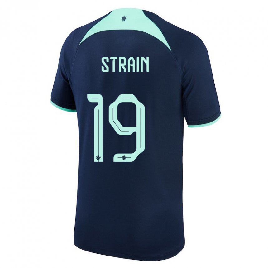 Enfant Maillot Australie Ryan Strain #19 Bleu Foncé Tenues Extérieur 22-24 T-shirt Belgique