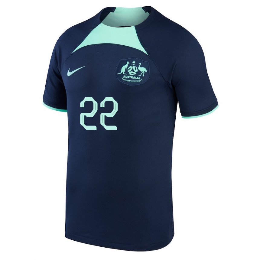 Kinder Australische Jackson Irvine #22 Dunkelblau Auswärtstrikot Trikot 22-24 T-shirt Belgien