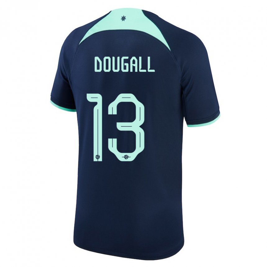 Enfant Maillot Australie Kenny Dougall #13 Bleu Foncé Tenues Extérieur 22-24 T-shirt Belgique