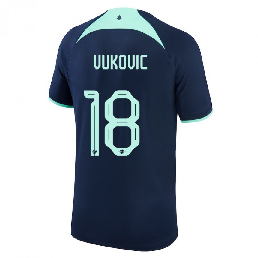 Enfant Maillot Australie Danny Vukovic #18 Bleu Foncé Tenues Extérieur 22-24 T-shirt Belgique