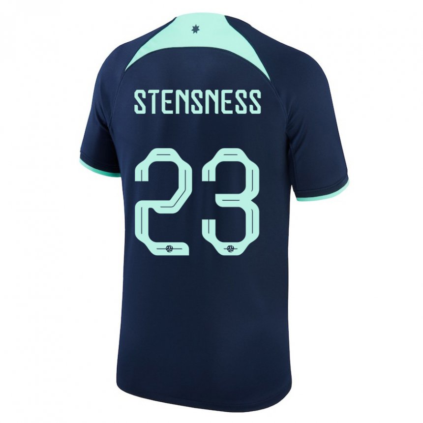 Enfant Maillot Australie Gianni Stensness #23 Bleu Foncé Tenues Extérieur 22-24 T-shirt Belgique