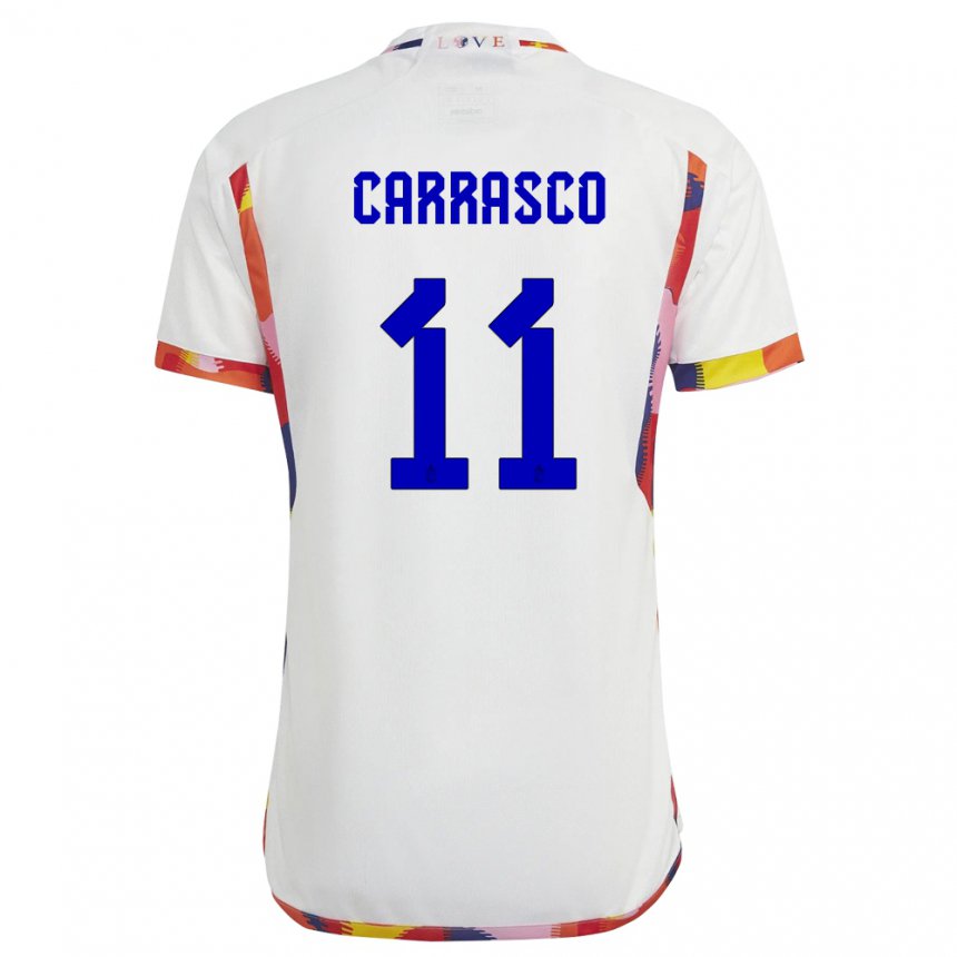 Kinder Belgische Yannick Carrasco #11 Weiß Auswärtstrikot Trikot 22-24 T-shirt Belgien