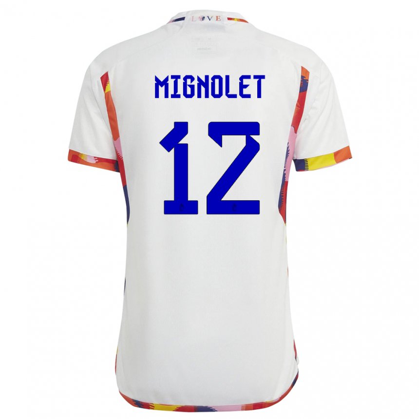 Kinder Belgische Simon Mignolet #12 Weiß Auswärtstrikot Trikot 22-24 T-shirt Belgien