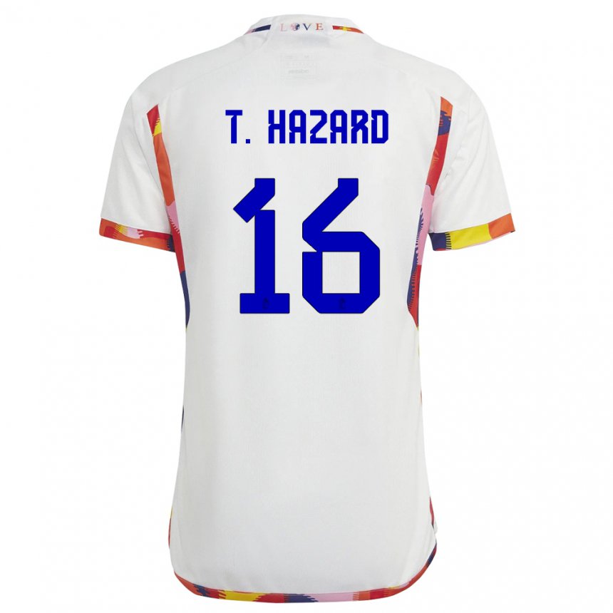 Kinder Belgische Thorgan Hazard #16 Weiß Auswärtstrikot Trikot 22-24 T-shirt Belgien