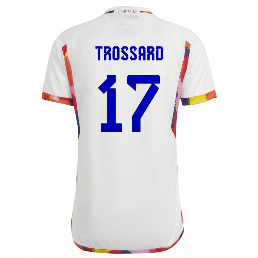Kinder Belgische Leandro Trossard #17 Weiß Auswärtstrikot Trikot 22-24 T-shirt Belgien
