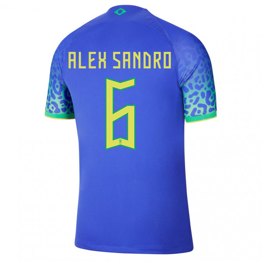 Enfant Maillot Brésil Alex Sandro #6 Bleue Tenues Extérieur 22-24 T-shirt Belgique