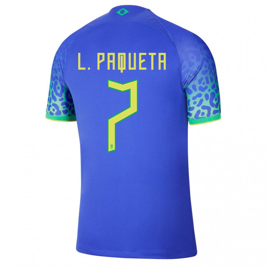 Kinder Brasilianische Lucas Paqueta #7 Blau Auswärtstrikot Trikot 22-24 T-shirt Belgien