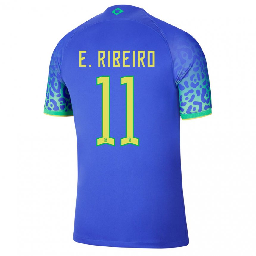 Kinder Brasilianische Everton Ribeiro #11 Blau Auswärtstrikot Trikot 22-24 T-shirt Belgien
