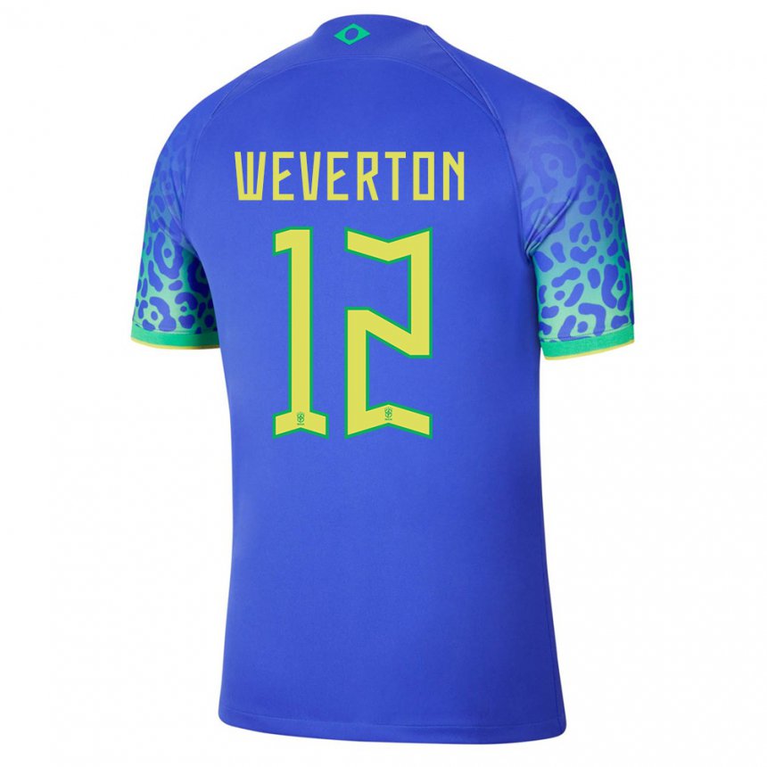 Kinder Brasilianische Weverton #12 Blau Auswärtstrikot Trikot 22-24 T-shirt Belgien