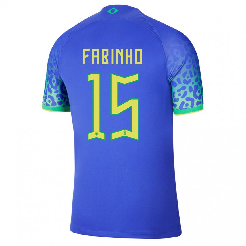 Kinder Brasilianische Fabinho #15 Blau Auswärtstrikot Trikot 22-24 T-shirt Belgien