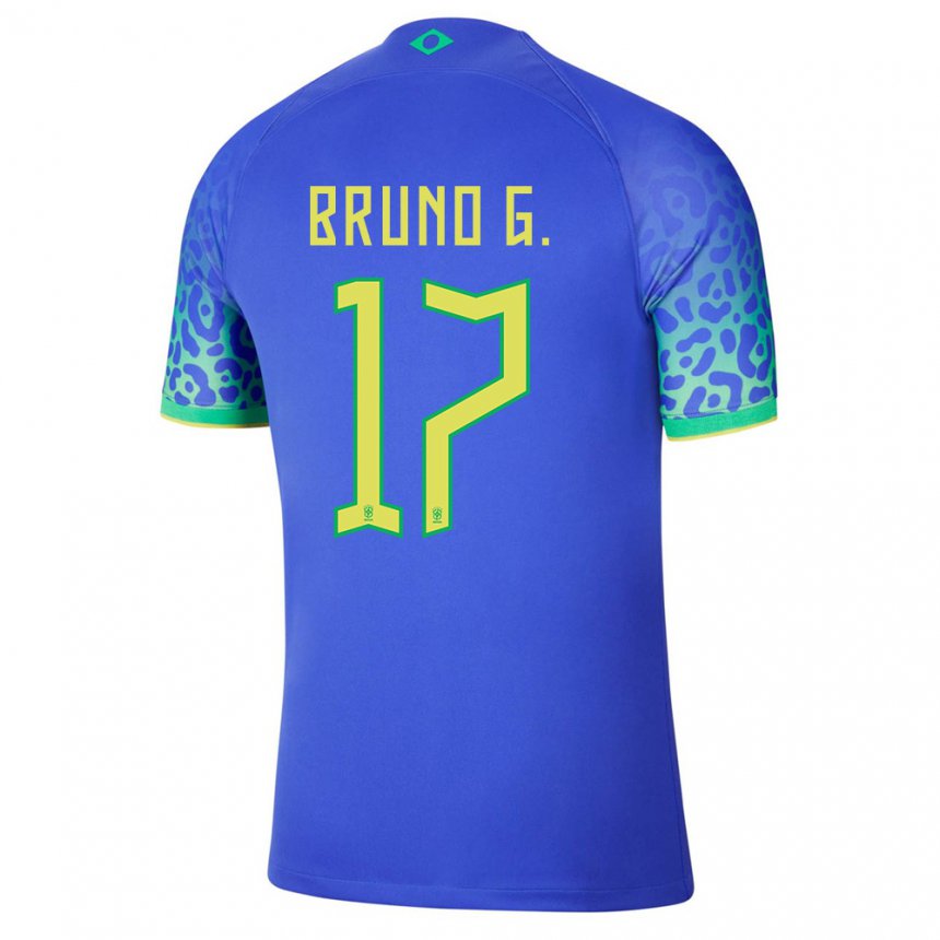 Kinder Brasilianische Bruno Guimaraes #17 Blau Auswärtstrikot Trikot 22-24 T-shirt Belgien