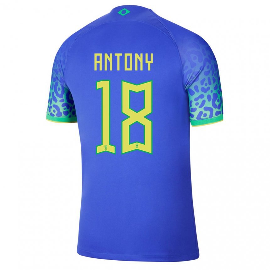 Enfant Maillot Brésil Antony #18 Bleue Tenues Extérieur 22-24 T-shirt Belgique