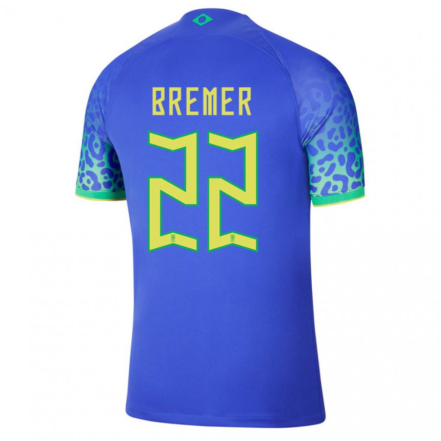Kinder Brasilianische Bremer #22 Blau Auswärtstrikot Trikot 22-24 T-shirt Belgien