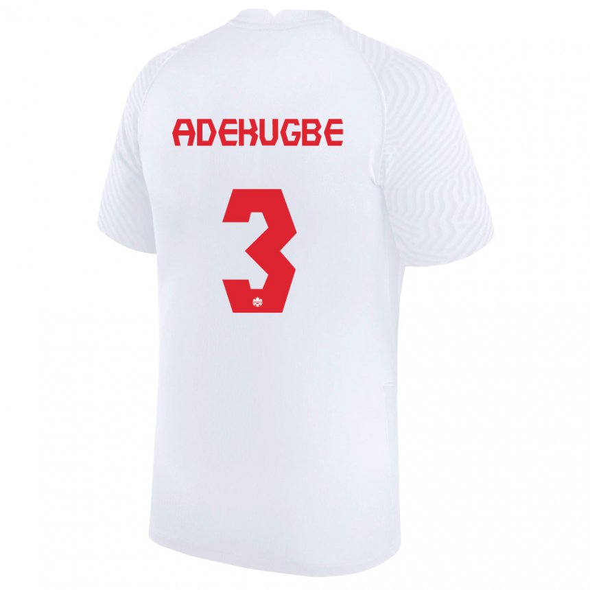 Kinder Kanadische Samuel Adekugbe #3 Weiß Auswärtstrikot Trikot 22-24 T-shirt Belgien
