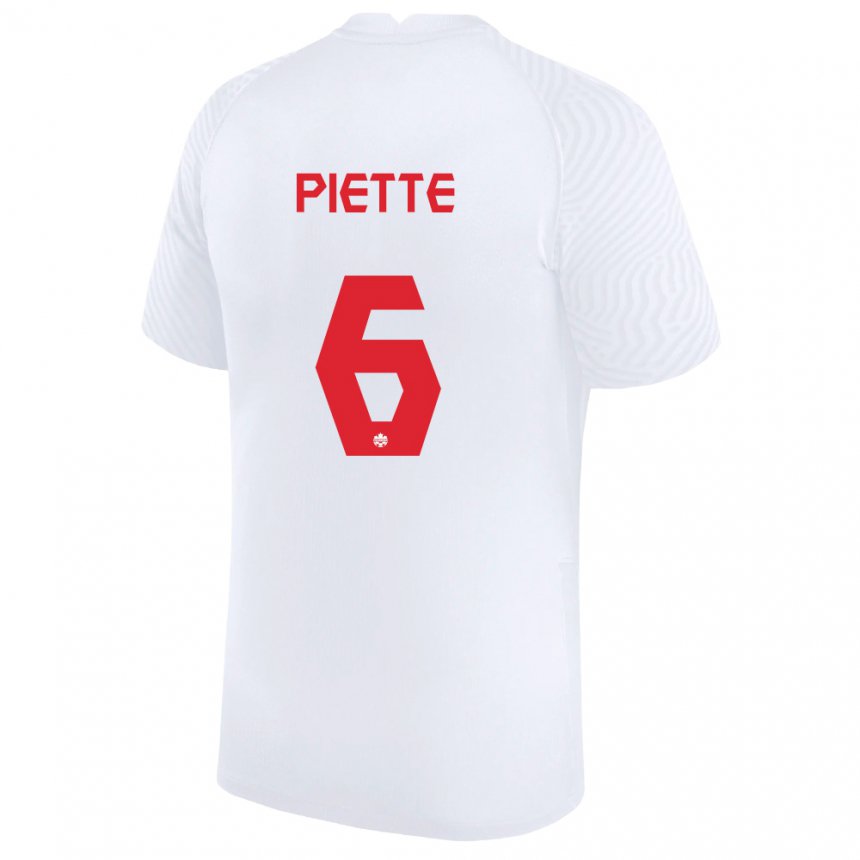 Kinder Kanadische Samuel Piette #6 Weiß Auswärtstrikot Trikot 22-24 T-shirt Belgien