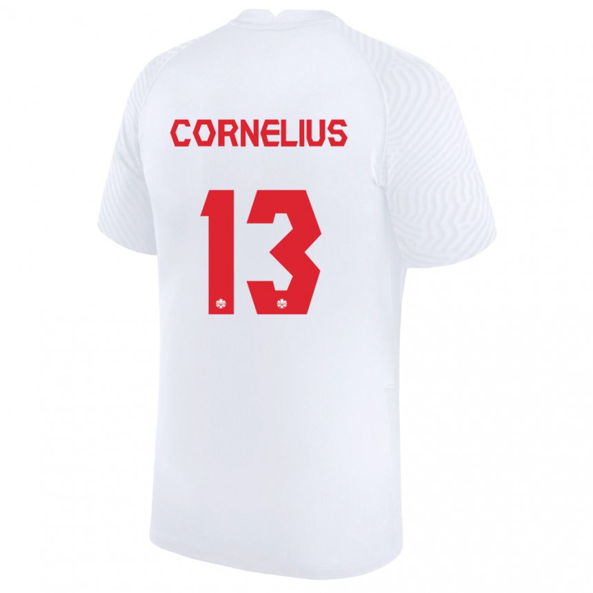 Kinder Kanadische Derek Cornelius #13 Weiß Auswärtstrikot Trikot 22-24 T-shirt Belgien