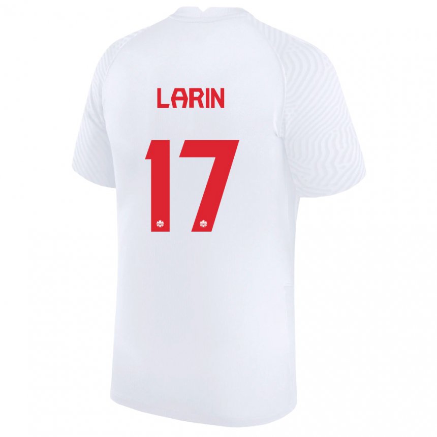 Kinder Kanadische Cyle Larin #17 Weiß Auswärtstrikot Trikot 22-24 T-shirt Belgien