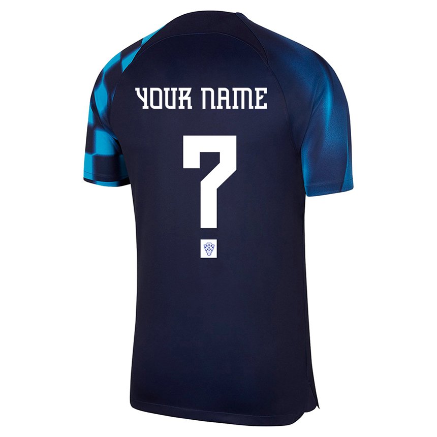 Enfant Maillot Croatie Votre Nom #0 Bleu Foncé Tenues Extérieur 22-24 T-shirt Belgique