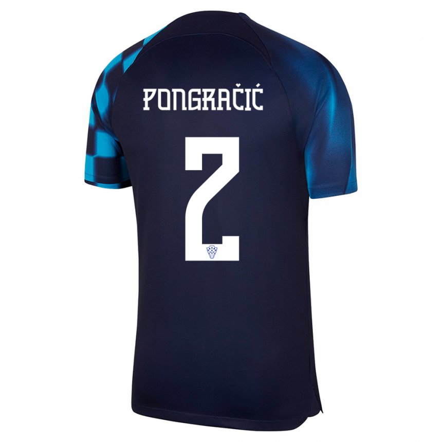 Kinder Kroatische Marin Pongracic #2 Dunkelblau Auswärtstrikot Trikot 22-24 T-shirt Belgien