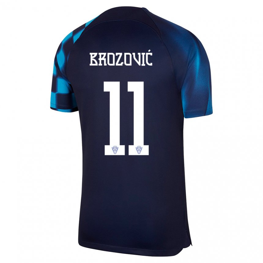 Kinder Kroatische Marcelo Brozovic #11 Dunkelblau Auswärtstrikot Trikot 22-24 T-shirt Belgien