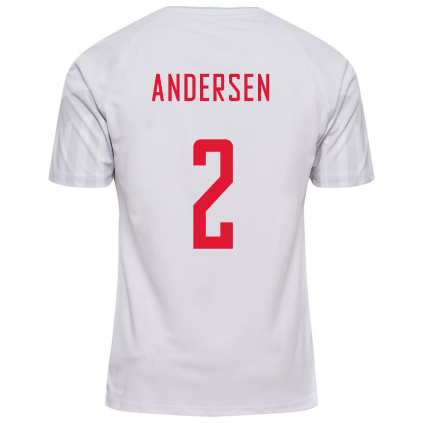 Kinder Dänische Joachim Andersen #2 Weiß Auswärtstrikot Trikot 22-24 T-shirt Belgien