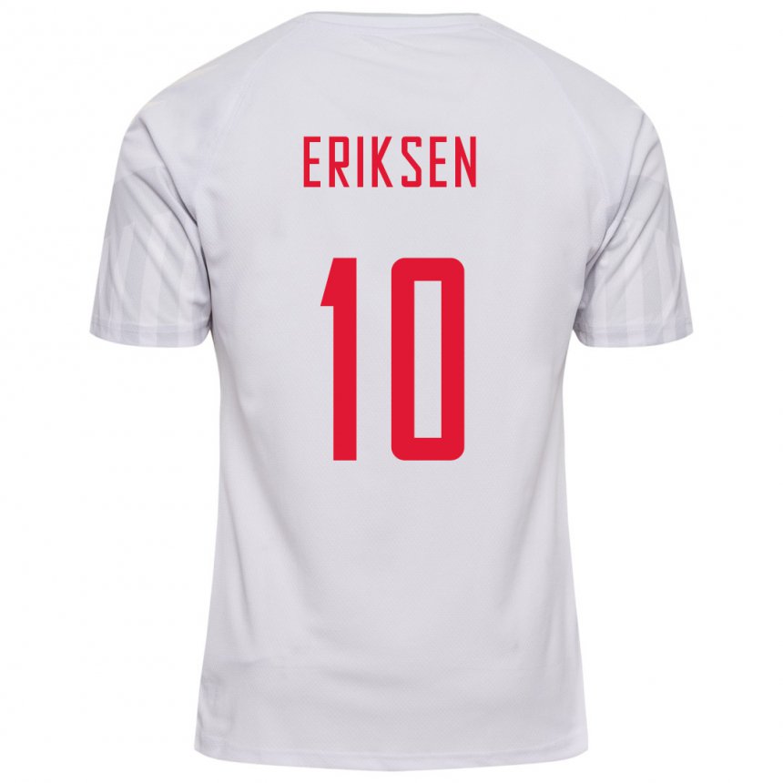 Enfant Maillot Danemark Christian Eriksen #10 Blanc Tenues Extérieur 22-24 T-shirt Belgique