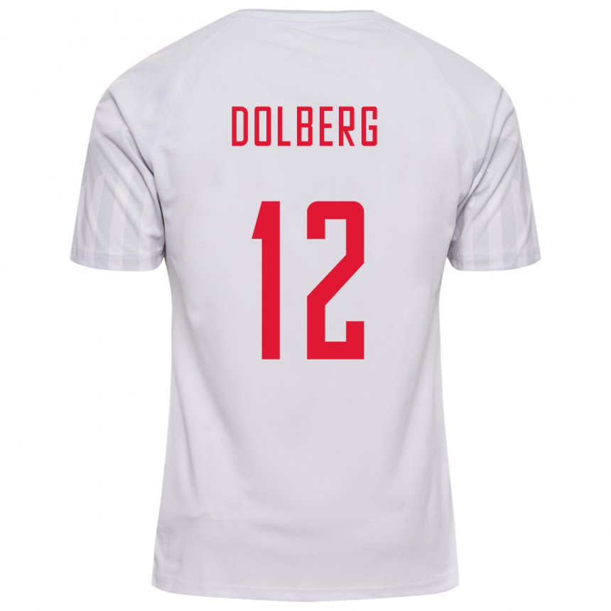 Kinder Dänische Kasper Dolberg #12 Weiß Auswärtstrikot Trikot 22-24 T-shirt Belgien