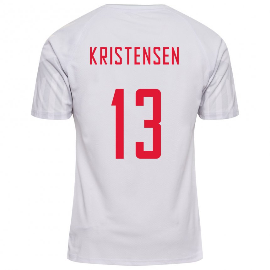 Kinder Dänische Rasmus Kristensen #13 Weiß Auswärtstrikot Trikot 22-24 T-shirt Belgien