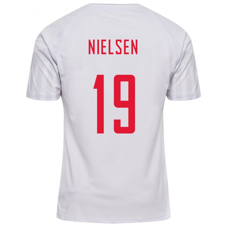 Kinder Dänische Casper Nielsen #19 Weiß Auswärtstrikot Trikot 22-24 T-shirt Belgien