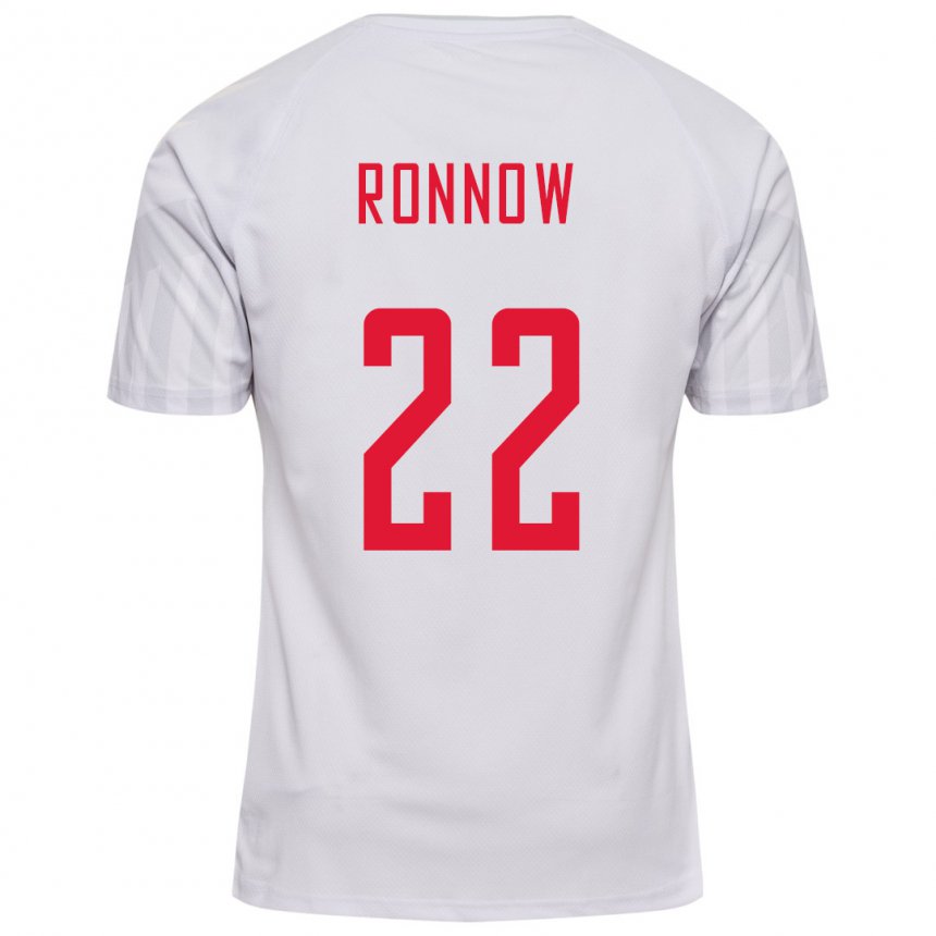 Kinder Dänische Frederik Ronnow #22 Weiß Auswärtstrikot Trikot 22-24 T-shirt Belgien