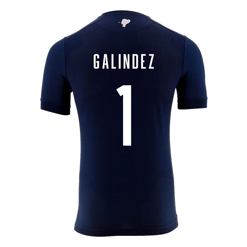 Kinder Ecuadorianische Hernan Galindez #1 Marineblau Auswärtstrikot Trikot 22-24 T-shirt Belgien
