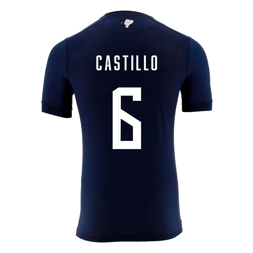 Kinder Ecuadorianische Byron Castillo #6 Marineblau Auswärtstrikot Trikot 22-24 T-shirt Belgien