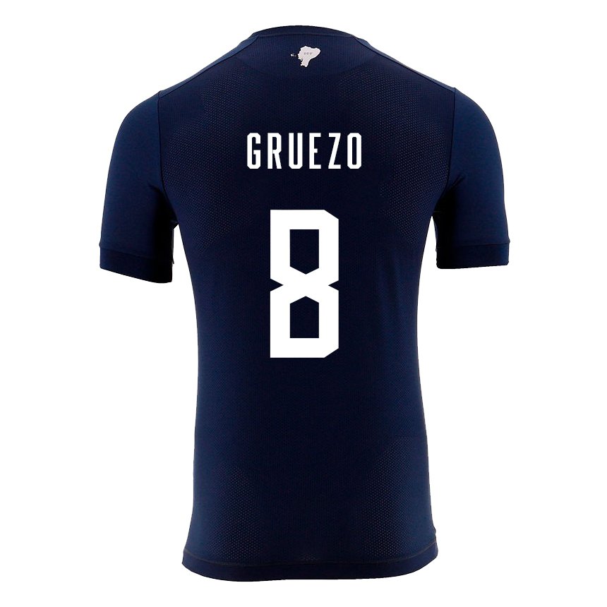 Enfant Maillot Équateur Carlos Gruezo #8 Bleu Marine Tenues Extérieur 22-24 T-shirt Belgique