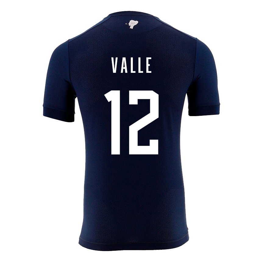 Kinder Ecuadorianische Gonzalo Valle #12 Marineblau Auswärtstrikot Trikot 22-24 T-shirt Belgien