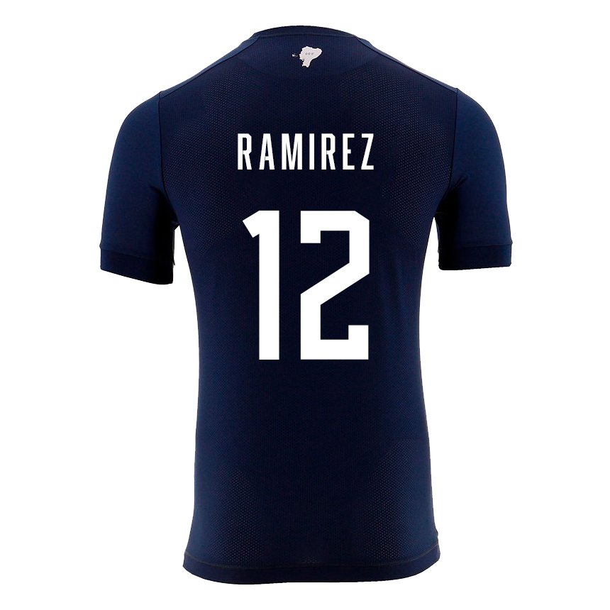 Kinder Ecuadorianische Moises Ramirez #12 Marineblau Auswärtstrikot Trikot 22-24 T-shirt Belgien