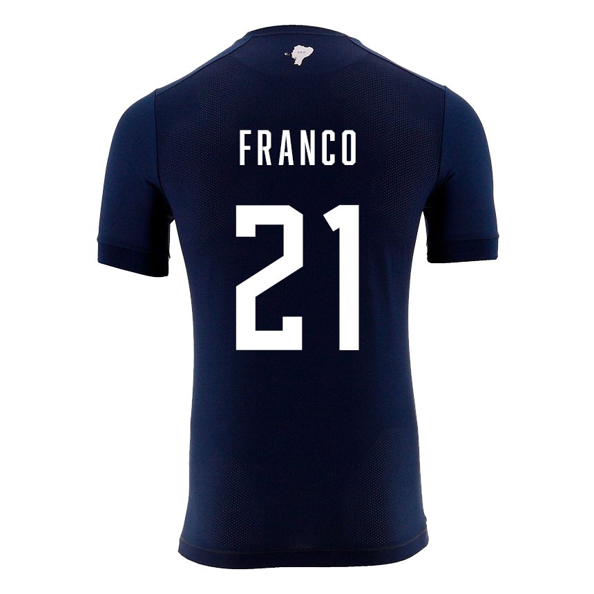 Kinder Ecuadorianische Alan Franco #21 Marineblau Auswärtstrikot Trikot 22-24 T-shirt Belgien