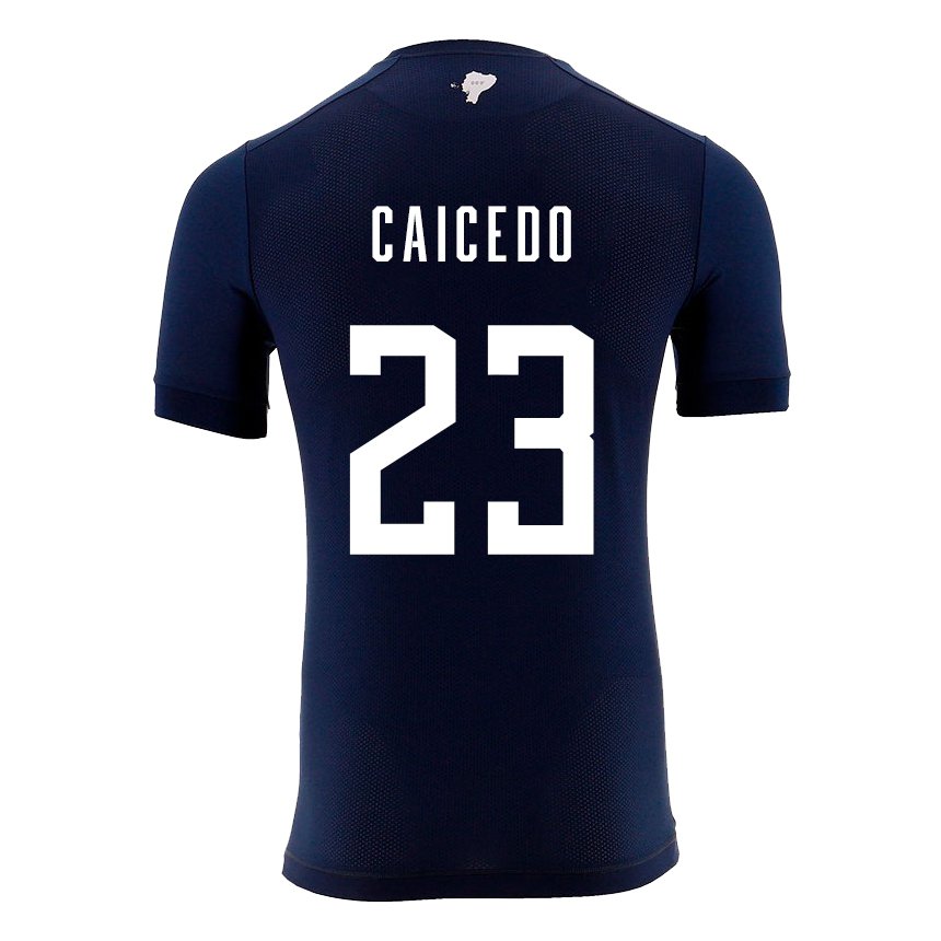 Kinder Ecuadorianische Moises Caicedo #23 Marineblau Auswärtstrikot Trikot 22-24 T-shirt Belgien