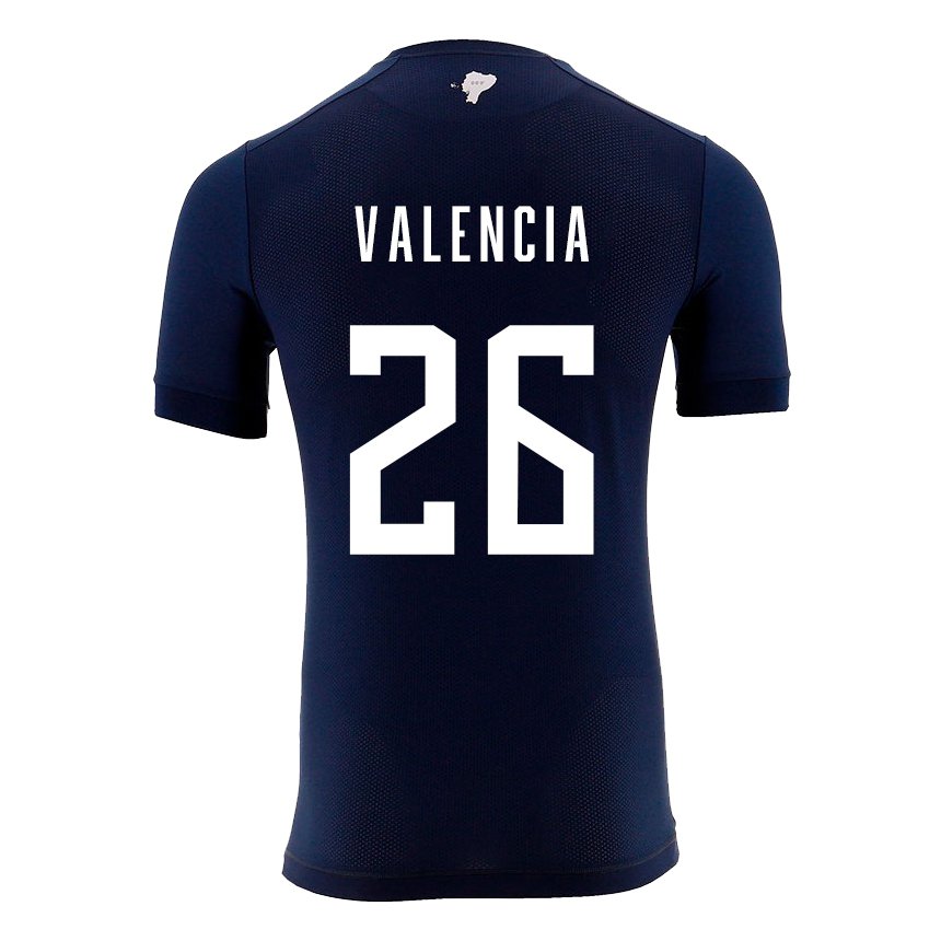 Kinder Ecuadorianische Anthony Valencia #26 Marineblau Auswärtstrikot Trikot 22-24 T-shirt Belgien