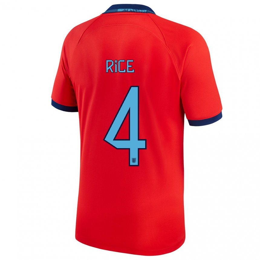 Kinder Englische Declan Rice #4 Rot Auswärtstrikot Trikot 22-24 T-shirt Belgien