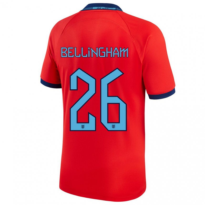 Kinder Englische Jude Bellingham #26 Rot Auswärtstrikot Trikot 22-24 T-shirt Belgien