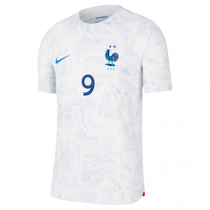 Kinder Französische Olivier Giroud #9 Weiß Blau Auswärtstrikot Trikot 22-24 T-shirt Belgien