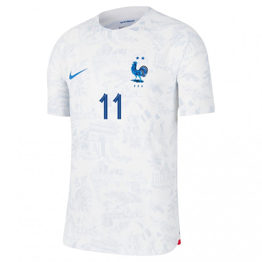 Kinder Französische Ousmane Dembele #11 Weiß Blau Auswärtstrikot Trikot 22-24 T-shirt Belgien