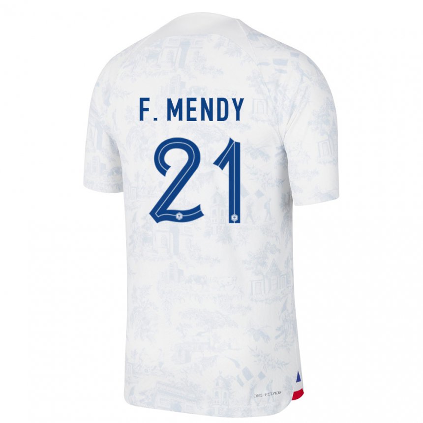 Kinder Französische Ferland Mendy #21 Weiß Blau Auswärtstrikot Trikot 22-24 T-shirt Belgien