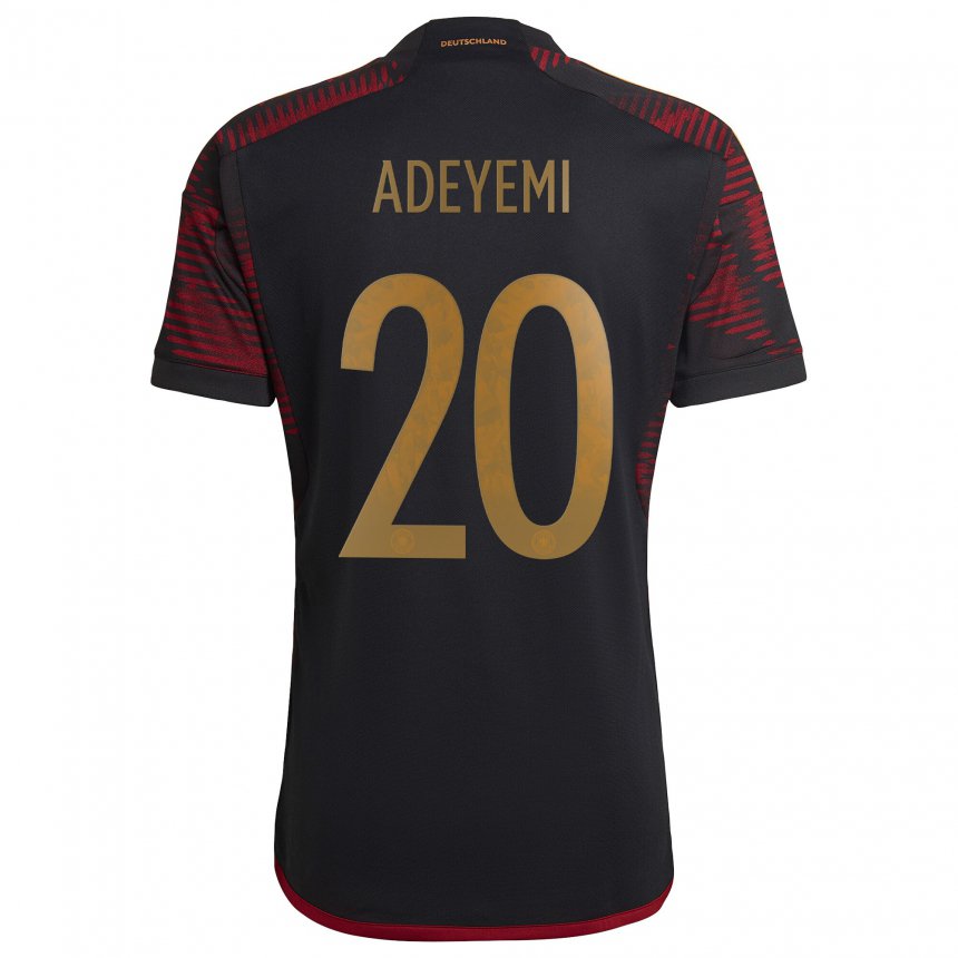 Kinder Deutsche Karim Adeyemi #20 Schwarz Kastanienbraun Auswärtstrikot Trikot 22-24 T-shirt Belgien