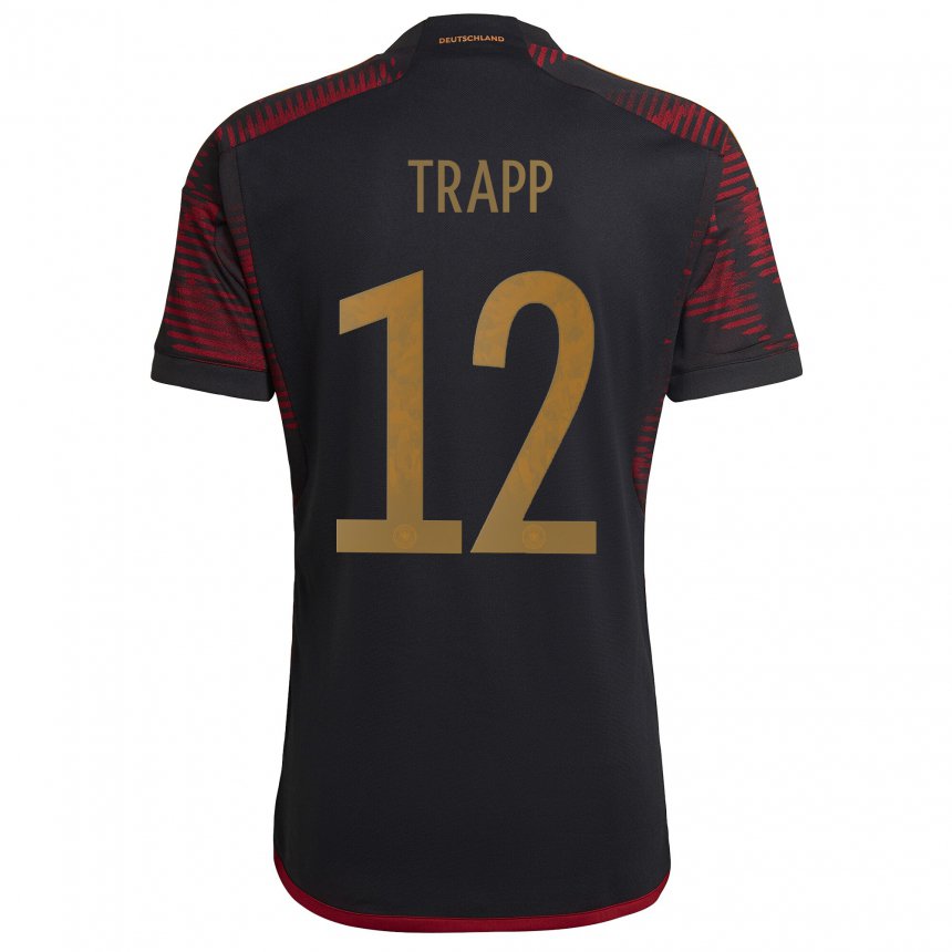 Enfant Maillot Allemagne Kevin Trapp #12 Marron Noir Tenues Extérieur 22-24 T-shirt Belgique