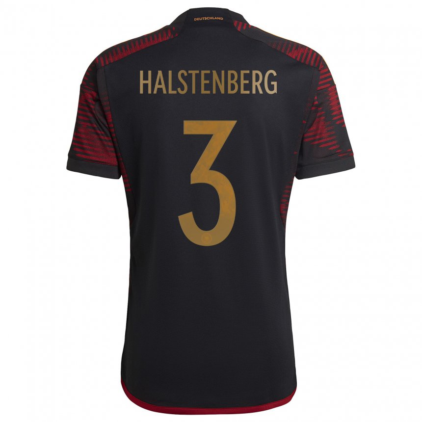 Kinder Deutsche Marcel Halstenberg #3 Schwarz Kastanienbraun Auswärtstrikot Trikot 22-24 T-shirt Belgien