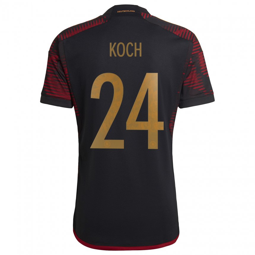 Kinder Deutsche Robin Koch #24 Schwarz Kastanienbraun Auswärtstrikot Trikot 22-24 T-shirt Belgien